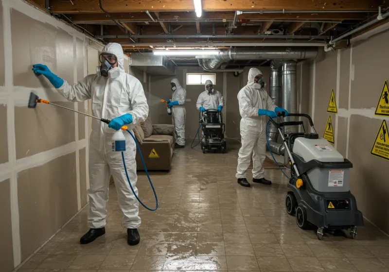 Basement Moisture Removal and Structural Drying process in West University Place, TX